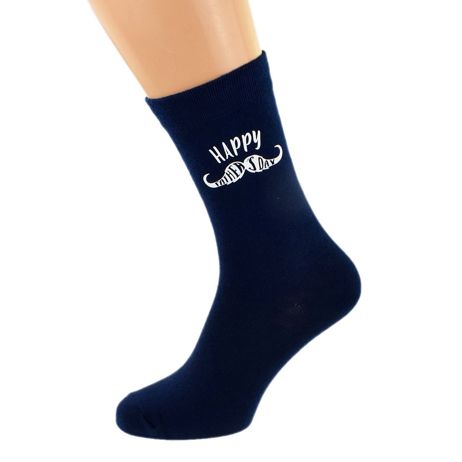 Image of Happy Father's Day Moustache Navy Socks