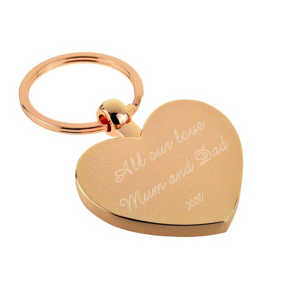 Gepersonaliseerde gegraveerde roségouden afwerking luxe hartvormige sleutelhanger