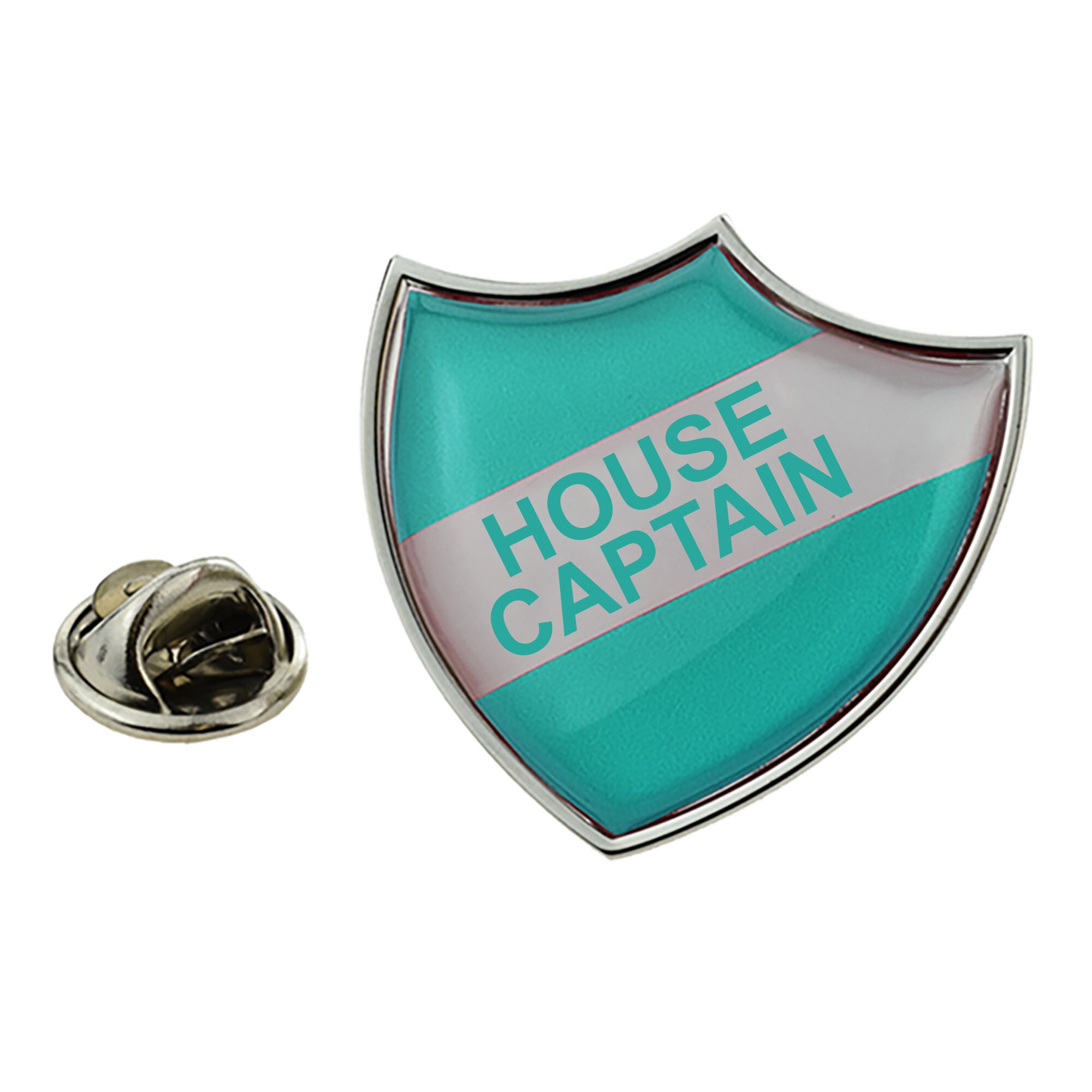 HOUSE CAPTAIN Retro School Shield Silver Lapel Pin Badge 