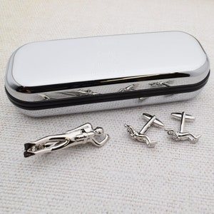 Scuba Diver Diving, 3D Tie Clip and Cufflinks Set in Engraved personalised box