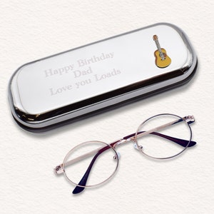 Guitar Design Personalised Engraved Chromed Glasses Case Box