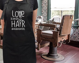 Personalised Name Love Is In The Hair Protective Apron for Barbers Hairdressers UNISEX APN031