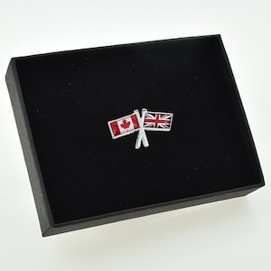 Personalised Your Design Twin Flag Lapel Pin Badge in Engraved Personalised Presentation Box