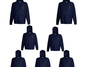 Personalised with Gold Lodge Number Masonic Navy Hoodie