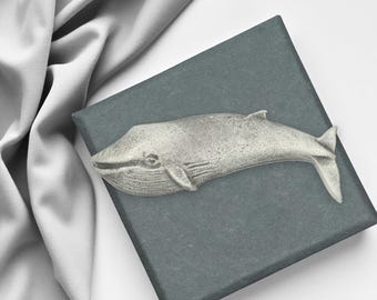 English Handmade Pewter Blue Whale Lapel Pin Badge Presented in a Box