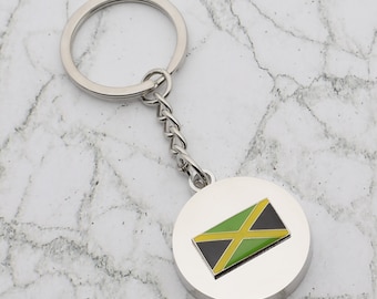 Beautiful Jamaica Jamaican Flag Design with special Personalised Engraved message Keyring