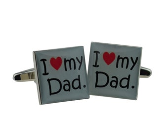 I Love My Dad Cufflinks in personalised cufflink box