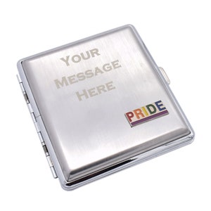 Pride Design Personalised Engraved Brushed Metal King Size Cigarette Case