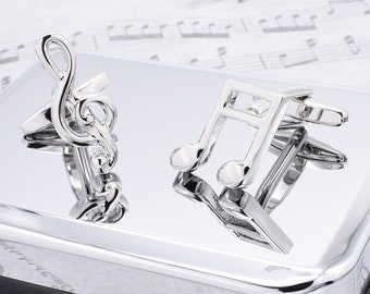 Music Notes Musical Cufflinks in personalised cufflink box