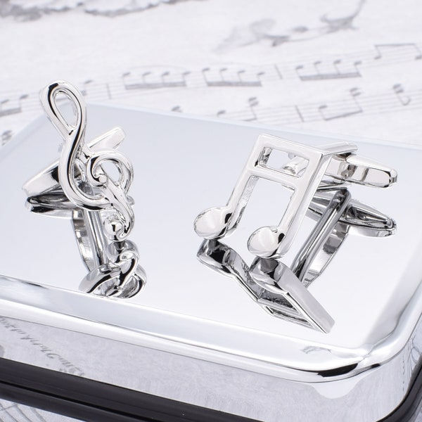 Music Notes Musical Cufflinks in personalised cufflink box