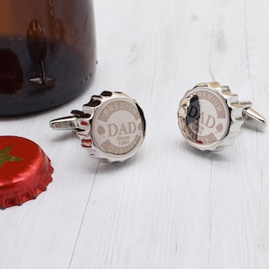Stylish Personalised Beer Bottle top | Premium Quality Dad | Cufflinks Presented in Gift Box