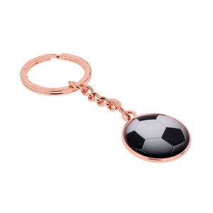 Football Design Rose Gold Plated Keyring with Engraved Message on the Back