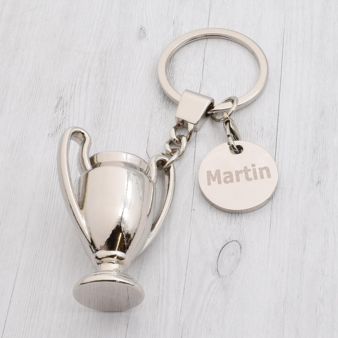Personalised Engraved Trophy Cup Keyring Presented in a Velvet Pouch - Etsy