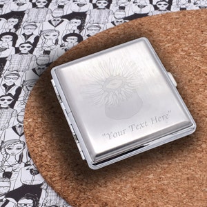 Personalised Engraved Anemone Brushed Metal King Size Cigarette Case
