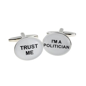 Trust me I&#39;m a Politician Designer Cufflinks in personalised cufflink box