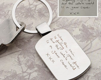 Personalised Own Handwritten Message Engraved Key Ring