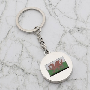 Beautiful Wales Welsh Flag Design with special Personalised Engraved message Keyring
