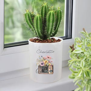 Personalised Floral Flower Radio Design Ceramic Pot