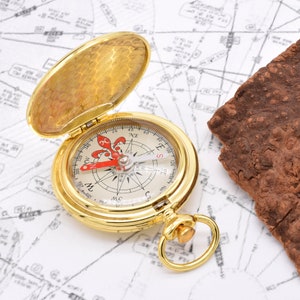Engraved with Personalised Message | High Quality Gold Pocket Compass | Great Keepsake Gift for Someone going travelling!