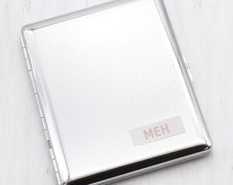 Personalised Metal Silver Imprint Design Single Sided Cigarette Case| Holds up to 9 Super king Cigarettes