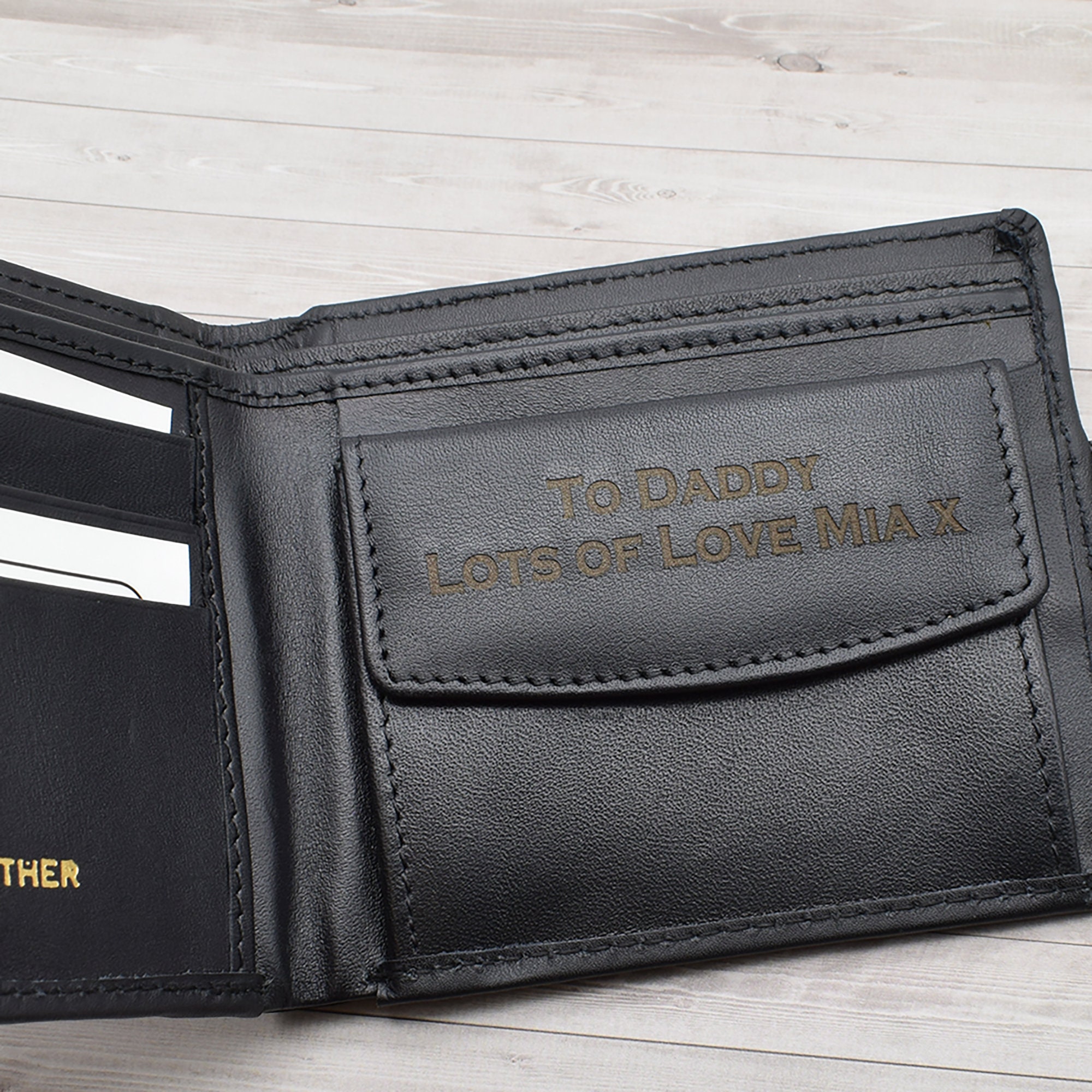 Personalised Jigsaw Ribbon Design Black Genuine Leather