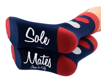 Personalised "Sole Mates" Hearts Socks with Couples First Names