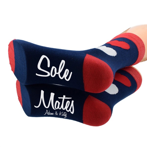 Personalised "Sole Mates" Hearts Socks with Couples First Names