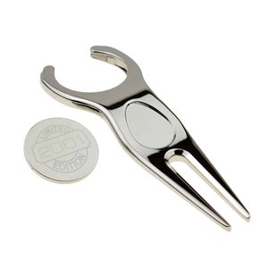 Personalised Limited edition with year Polished Golf Pitch Mark Repairer and Ball Marker XFH002