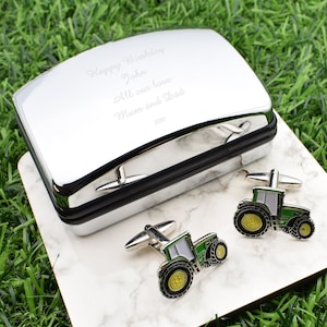 Tractor Farmer Farming Design Cufflinks in Personalised Cufflink Box