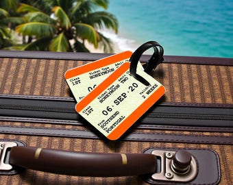 Travel Ticket Style Personalised Honeymoon Luggage Tags