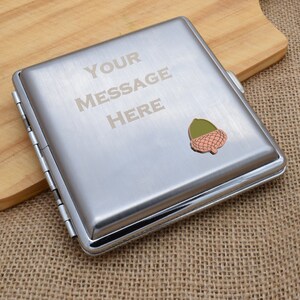Acorn Personalised Engraved Brushed Metal King Size Cigarette Case
