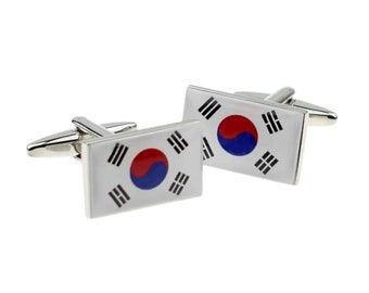 Gemelli con bandiera della Corea del Sud in scatola per gemelli personalizzata