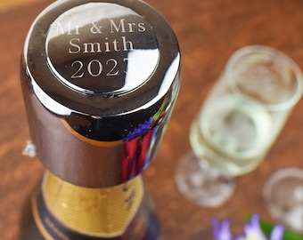 Personalised Silver Champagne or Prosecco Bottle Stopper