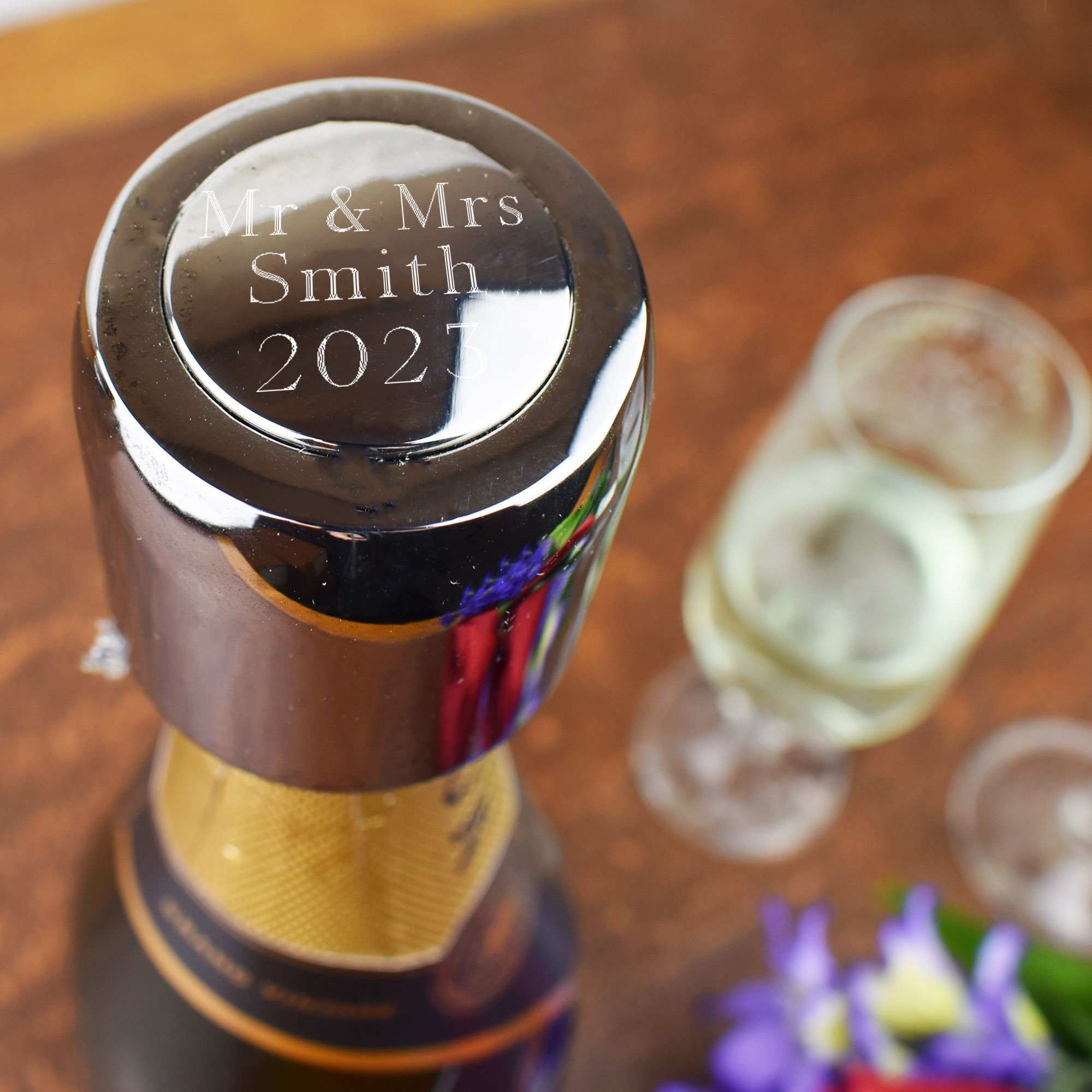 LIDOUK Tappo per champagne, in acciaio inox, sottovuoto, per bottiglie di vino frizzante, colore argento (confezione da 2