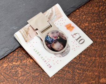 Rhodium Plated Money Clip featuring your Personalised Image