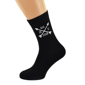 Personalised Crossed Love Arrows Initials and Date in Mens and Ladies Sizes