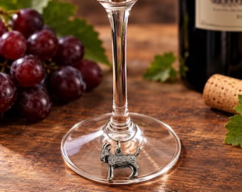 English Made Pewter Goat Wine Glass Charm Presented in Gift Pouch