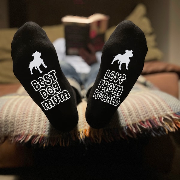 Personalised with Name and Dog breed Best Dog Mum Socks Great gift for Mothers Day