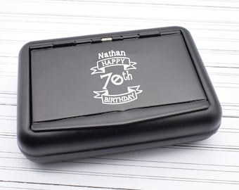 Personalized Tobacco Tin Organizer: Retro Design, Custom Name