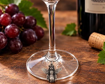 English Made Pewter Bumble Bee Wine Glass Charm Presented in Gift Pouch