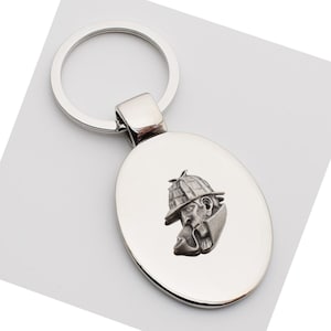 Schöne Zinn Sherlock Holmes Design mit speziellen personalisierten gravierten Nachricht Schlüsselring in einer Geschenkbox präsentiert