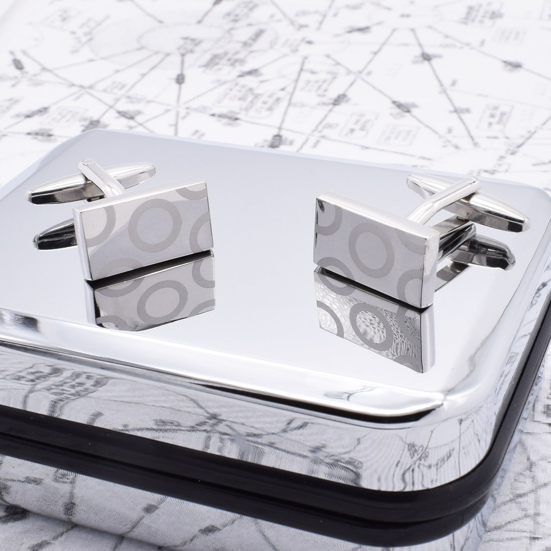 Cufflink Rings Matt Rings Classic Rectangle Cufflinks in Personalised Cufflink Box - Etsy