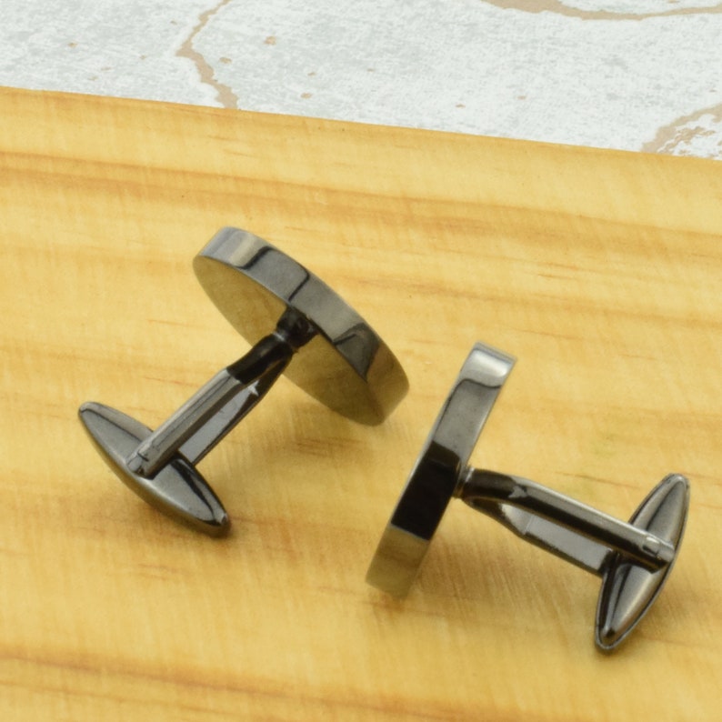 Handmade Round Resin Hurricane Design Cufflinks with optional engraved leatherette Cufflink Box