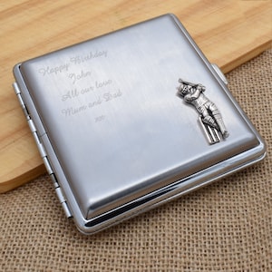 Cricket Player Design Personalised Engraved Brushed Metal King Size Cigarette Case