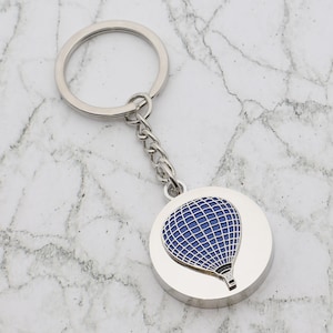 Beautiful Blue Hot Air Balloon design with special Personalised Engraved message Keyring