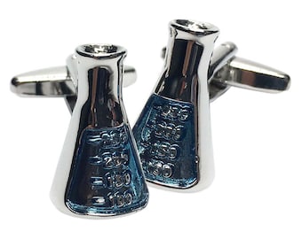 Chemists Mixing Flask Cufflinks in Personalised Engraved Cufflink Box