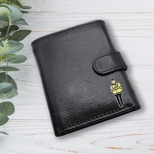 Personalised With Own Text Police Officer Policeman Design Black Genuine Leather Wallet
