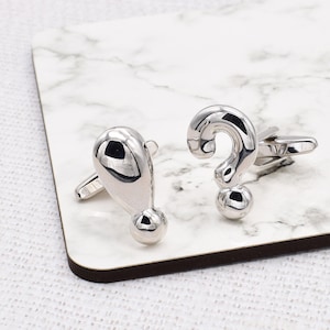 Question Mark & Exclamation Mark Cufflinks in a Personalised Cufflink Box