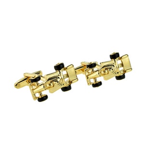 Gold Plated Racing Car Cufflinks in Personalised Cufflink Box