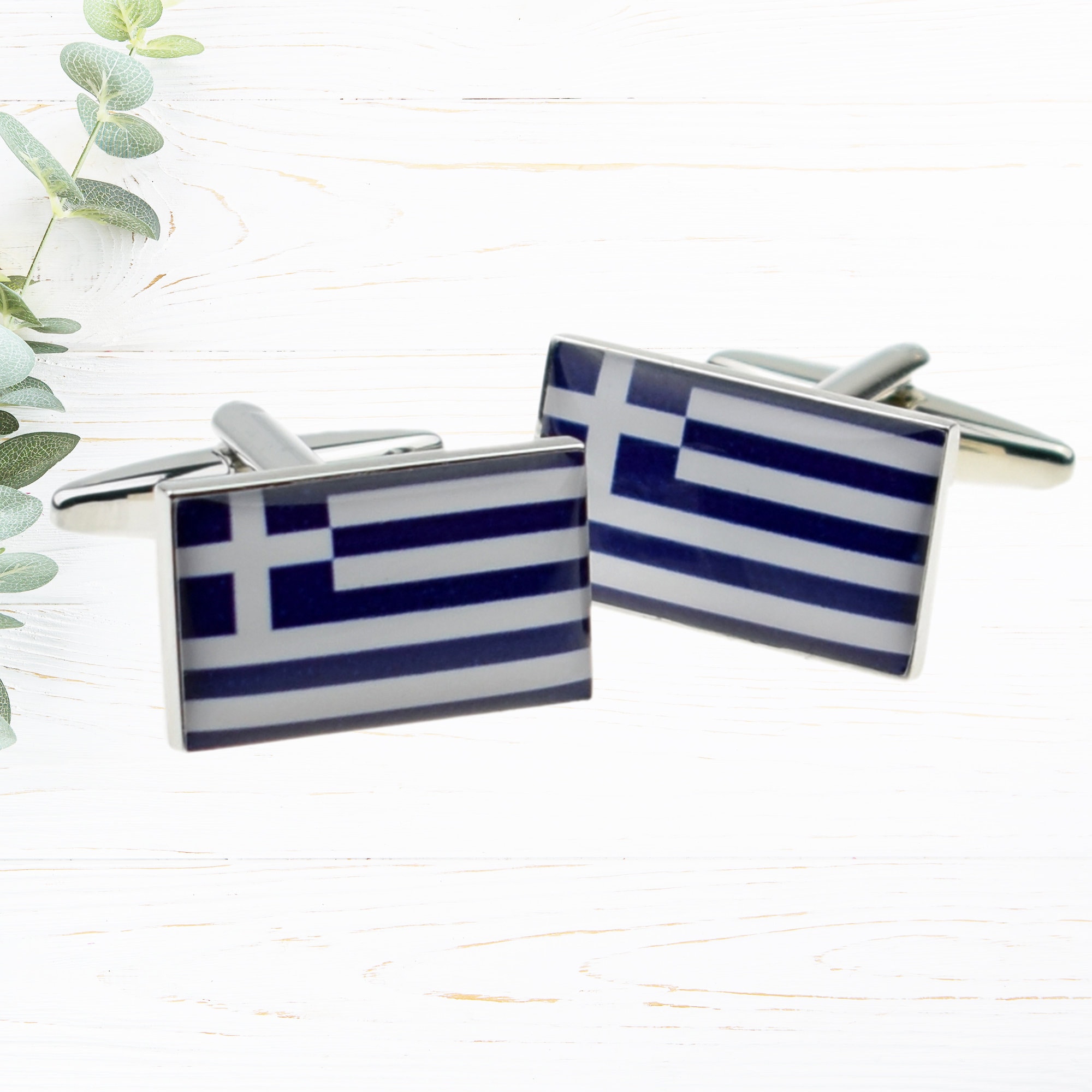 Greece Flag Cufflinks with Choice of Personalised Gift Options